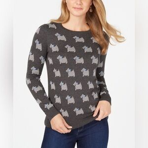 Charter Club Scottie Sweater with Rhinestones /Petite /Grey / Women’s Size: P/XL